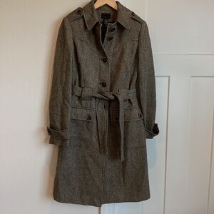 Via Wool Long Belted Coat Like-New Size 8 Medium
